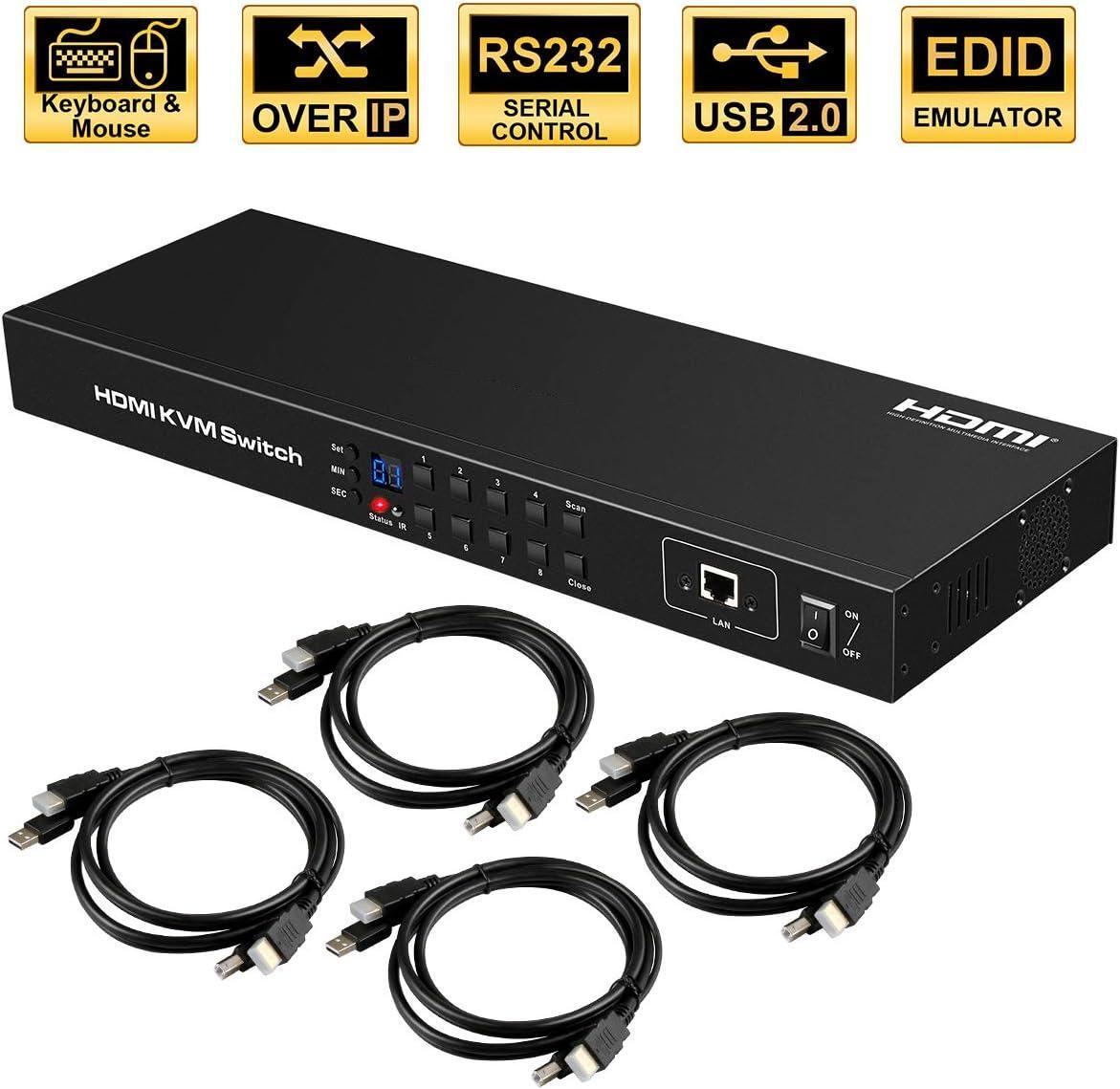 Пользовательский 8X1 HDMI KVM-переключатель, 8 портов